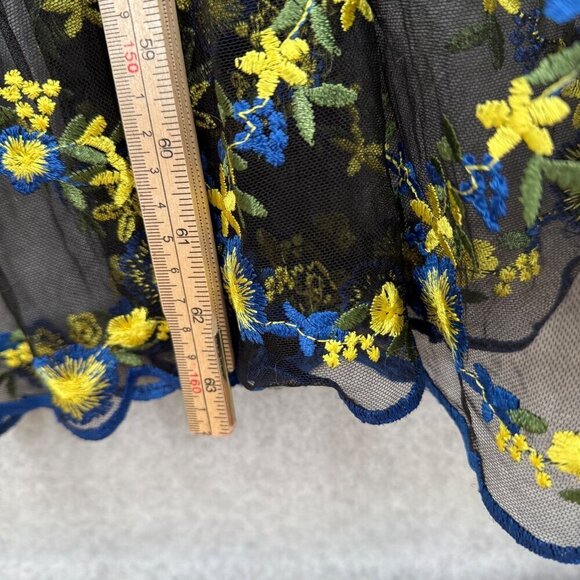 LuLaRoe Deanne II Sheer Embroidered Maxi Dress Size XL Black Blue Floral NEW - Picture 9 of 11